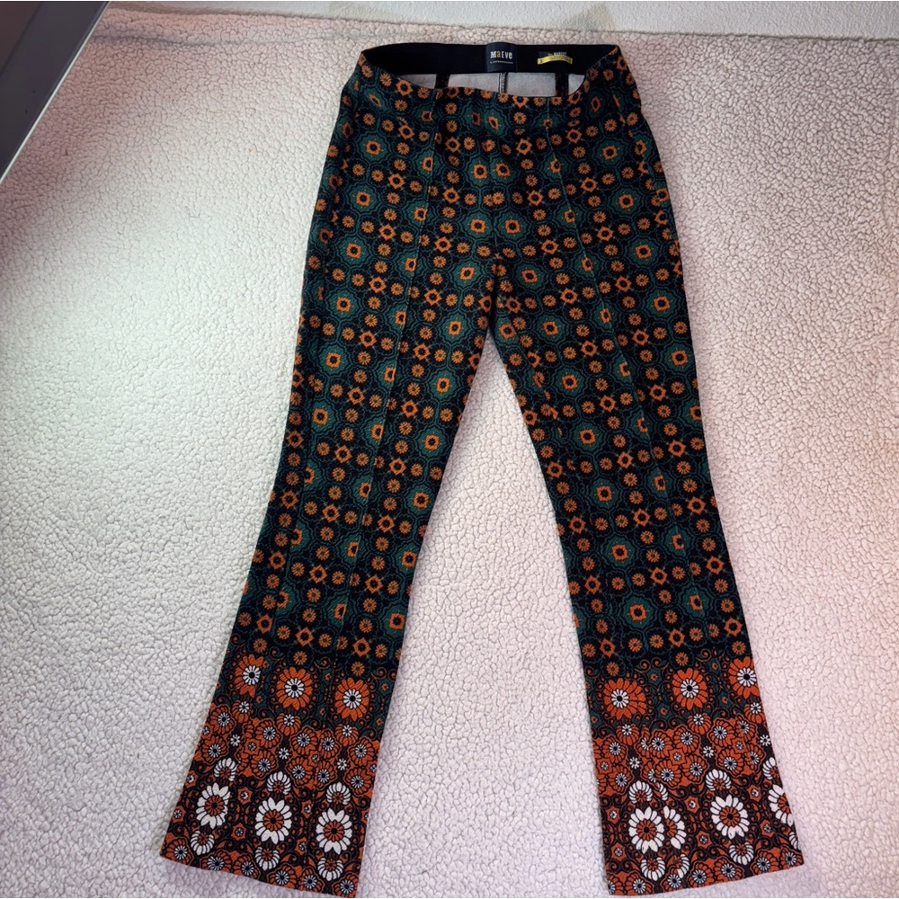 Maeve by Anthropologie The Margot Floral Boko Geometric Flare Pants Women Small